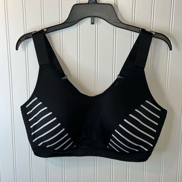 Lane Bryant Live Action Sports Bra Plus Size 42DDD Black White Support Wide Band - Picture 1 of 8